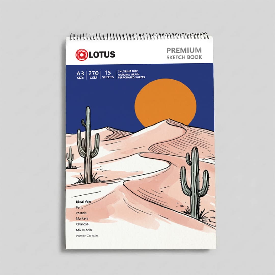 Premium A3 Sketchbook - 120 GSM, 36 Sheets (Top Spiral Bound)