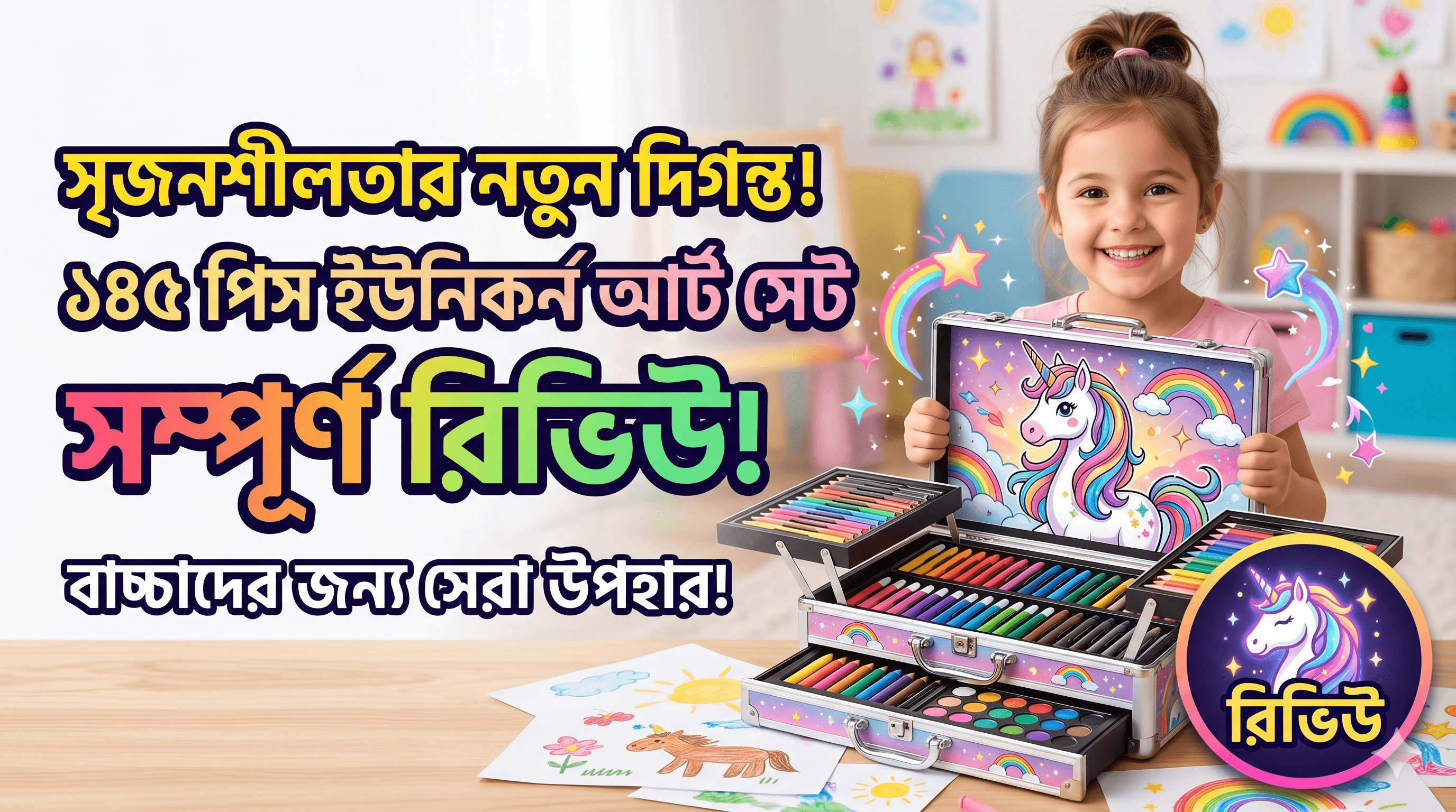 ছোটমণিদের সৃজনশীলতার নতুন দিগন্ত: ১৪৫ পিস ইউনিকর্ন আর্ট সেট রিভিউ