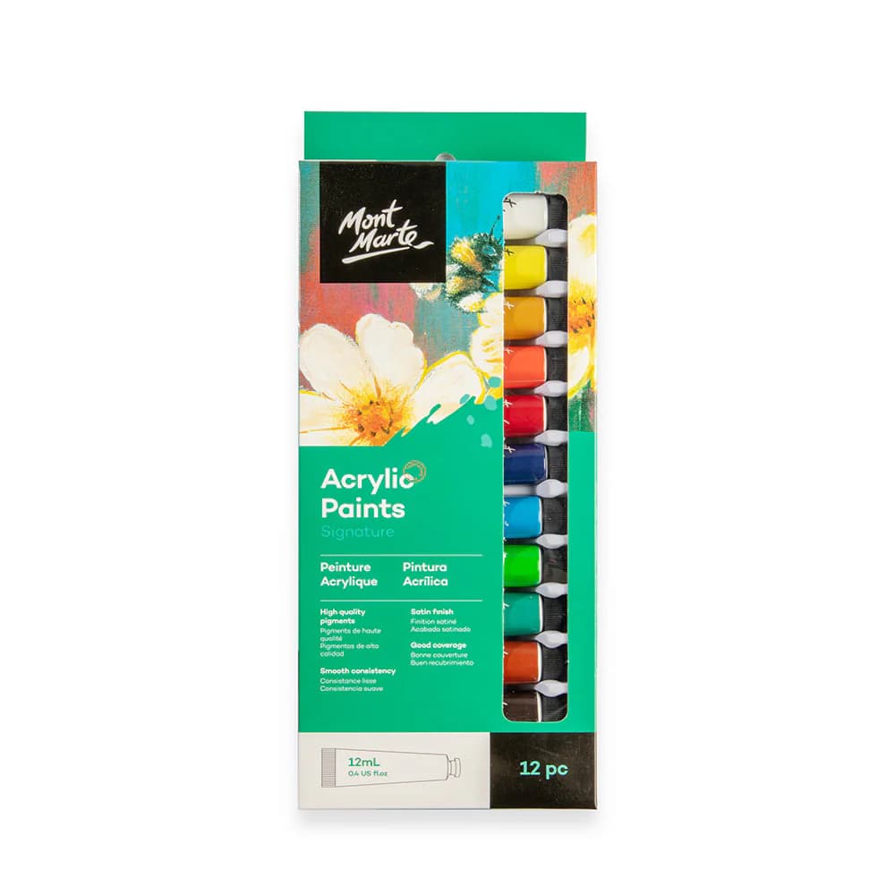 Mont Marte Signature Acrylic Paints – 12 Pcs x 12mL