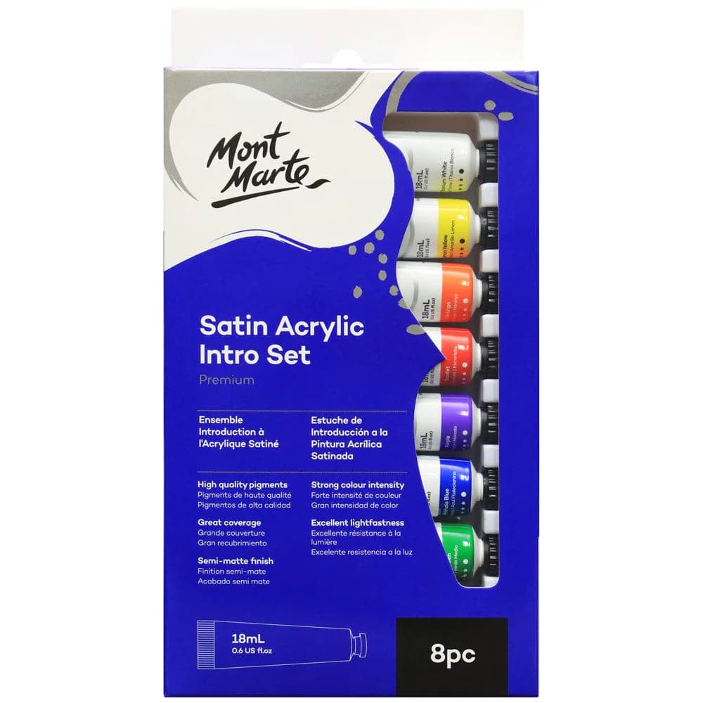 Mont Marte Premium Satin Acrylic Intro Set – 8 Pcs x 18mL