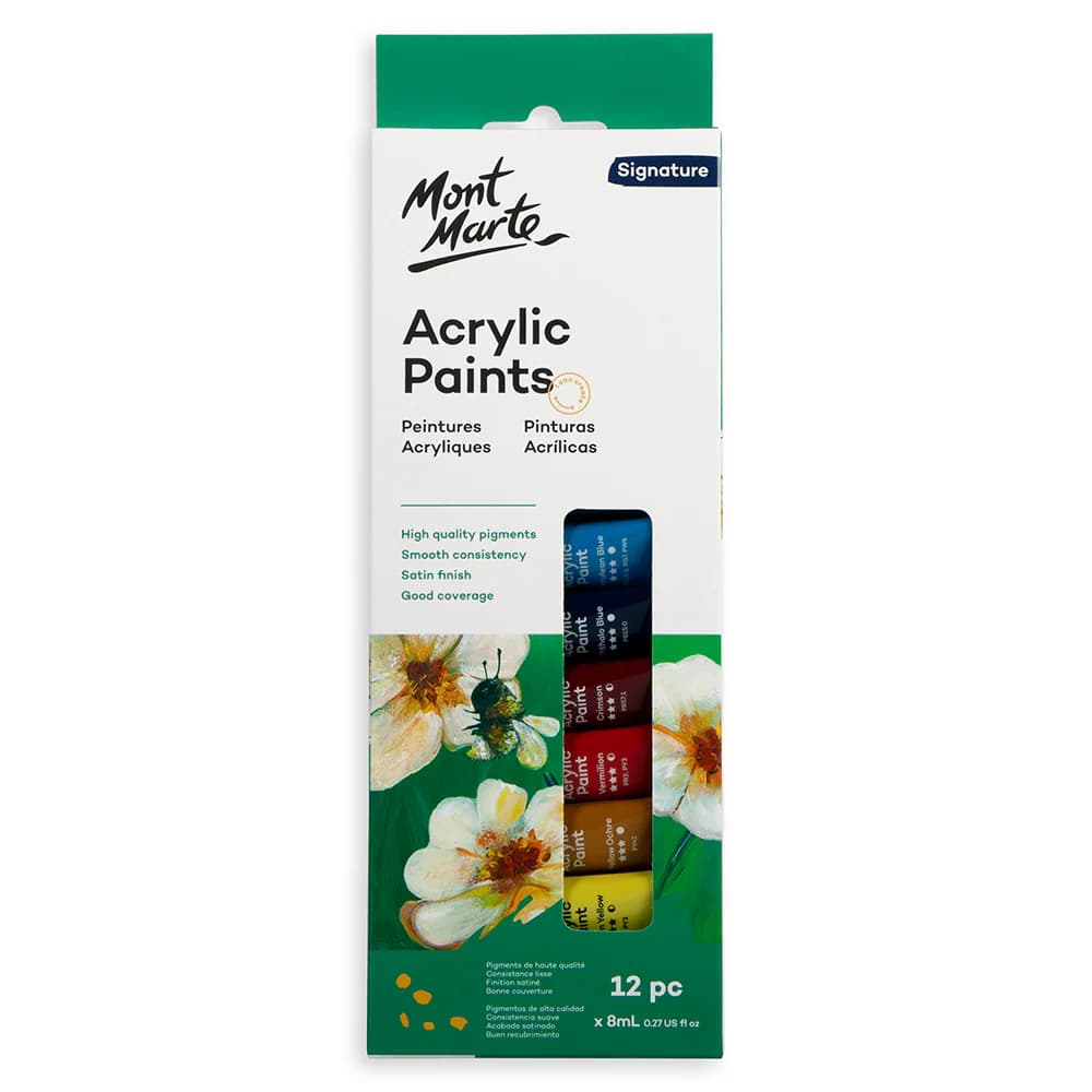 Mont Marte Signature Acrylic Paints 12pc x 8mL